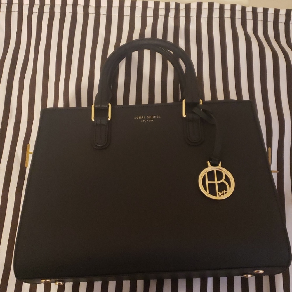 Henri Bendel Black Leather Handbag-large